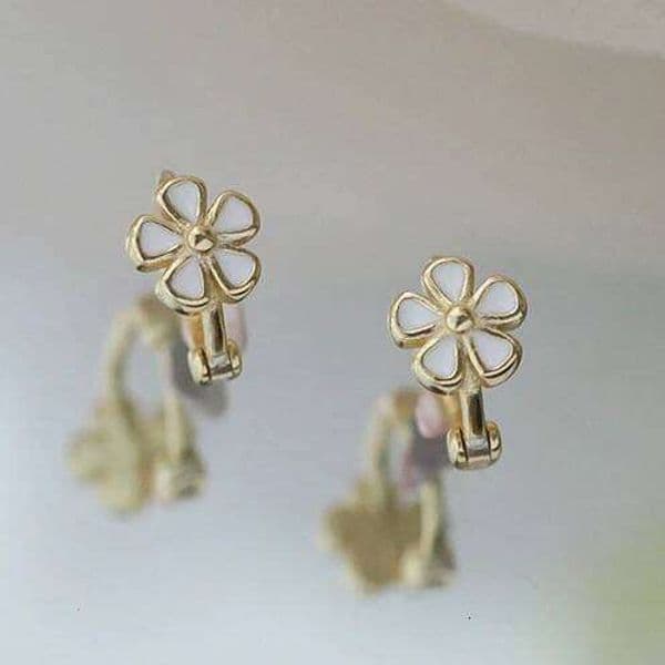 Real 925 Sterling Silver 14K Gold Enamel Flower Hoop Earrings for Charm Women Minimalist Fine Jewelry Cute Plant Accessories