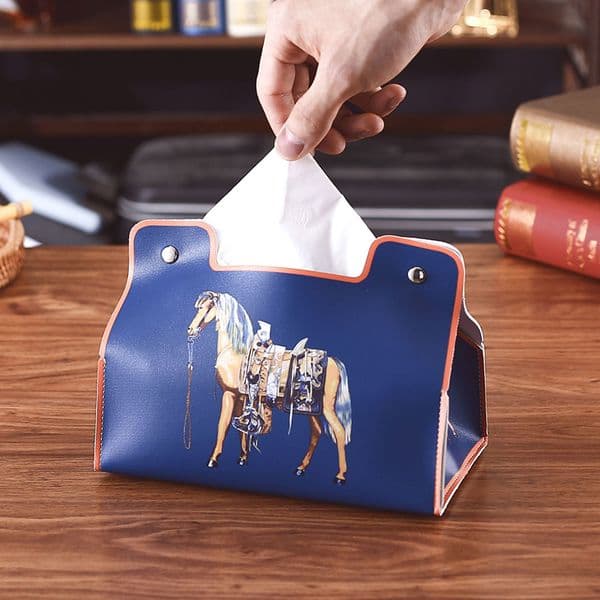 Modern Nordic Style Tissue Box/napkin Holder Made of PU Leather, With Printed Patterns a Decorative Storage Item For Home Decor 002