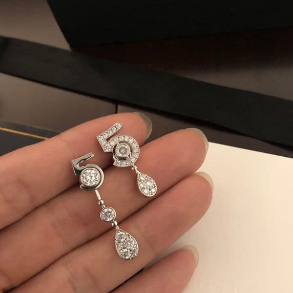 No 5 necklace earrings set designer jewelry inlaid crystals stainless steel material colorfast waterproof with box classic style brand designer 009
