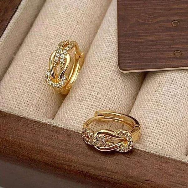 Real 925 Sterling Silver Zircon Twisted Knot Hoop Earrings for Women Minimalist Trendy Fine Jewelry Chinese Style Accessories