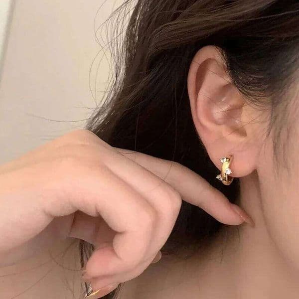 Real 925 Sterling Silver Minimalist Zircon Round Hoop Earrings for Women Trendy Fine Jewelry Geometric Accessories