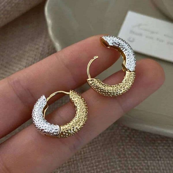 Real 925 Sterling Silver Minimalist Two Colors Round Hoop Earrings for Women Geometric Fine Jewelry Trendy Accessories