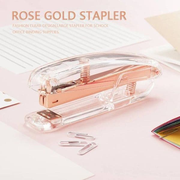 Bestseller Fashion Rose Gold Stapler Desk Binder Book Paper Stapling Staple Remover Staples Hold Punch School Office Binding Supplies ddmySat