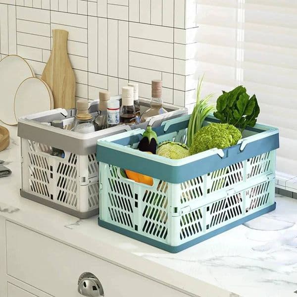 Bestseller 1pc Pastel Basket Large Foldable Storage Box with Handle for Kitchen Living Room and Desktop Organization ddmytues