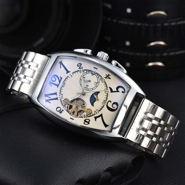 Fashion Mens women FRANCKity MULLERity Wristwatches leather Tourbillon male Watch Automatic Mechanical Wristwatch steel men Watches relogio masculino clock #432