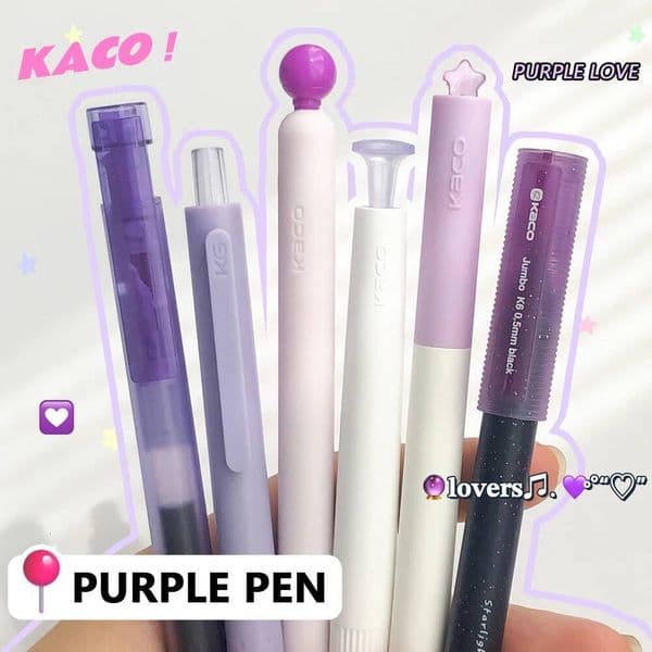 Bestseller 6 Pcs/Set Minimalist Purple Style Gel Pen Smooth Quick-Drying 0.5mm Black Ink Pens for Student Office Writing Stationery ddmySat