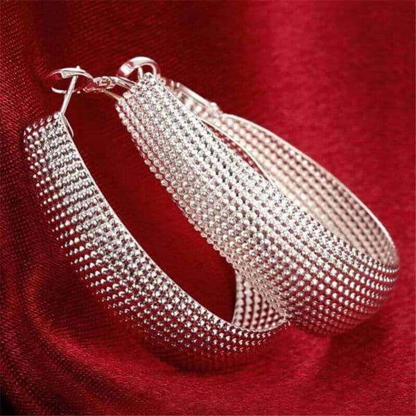 New Silver Color Hoop Earrings For Women Wedding Fine Europe Jewelry Christmas Gift Engagement Party
