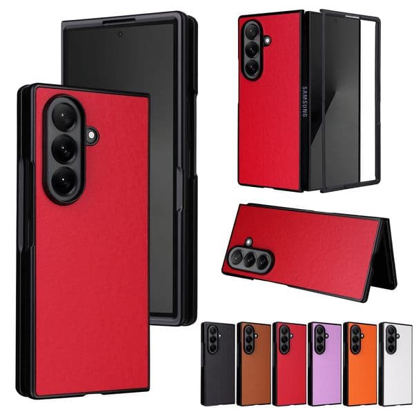 Phone Cases For Samsung Galaxy Z Fold 7 6 5 4 Flip Funda Uneven feel Sticker PU Leather Plastic Back Case Cover Capa