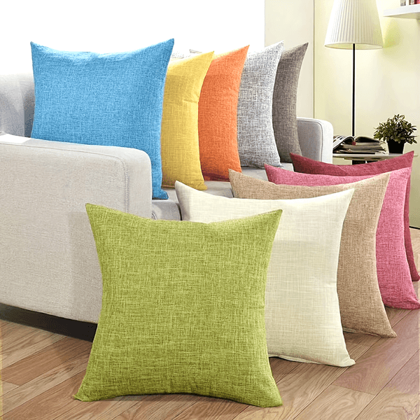 Customized solid color square plain weave artificial linen environmentally friendly cushion cover with zipper, suitable for home and hotel use