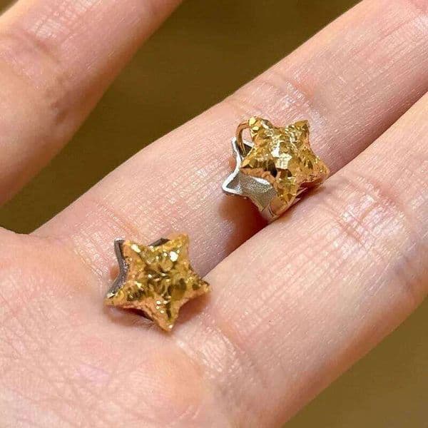 Sam Panda 925 Sterling Silver Stars Earrings for Women Creative Design Ear Hook Two Tone Texture Cute Jewelry Gift Dropshipping 9ccbd