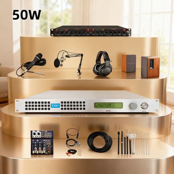 Complete Broadcast 50W FM Transmitter Set, Durable, 100-240V, for Radio Station/Community/Wireless Internet, SCA/RDS Input