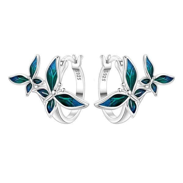 Orstarry Original 925 Sterling Silver Double Butterfly Insect Earrings Women Hoop Earring Anniversary Jewelry Trendy Gifts