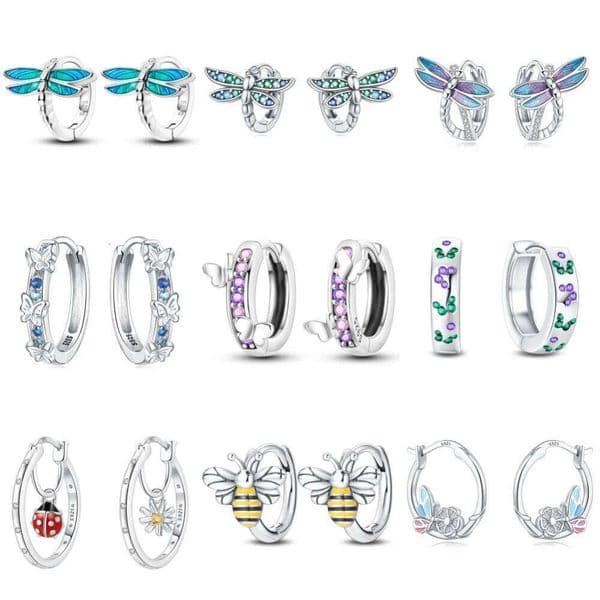 925 Sterling Silver Beautiful Butterflies Insects Versatile Hoop Earrings For Women Jewelry Birthday Party Gift