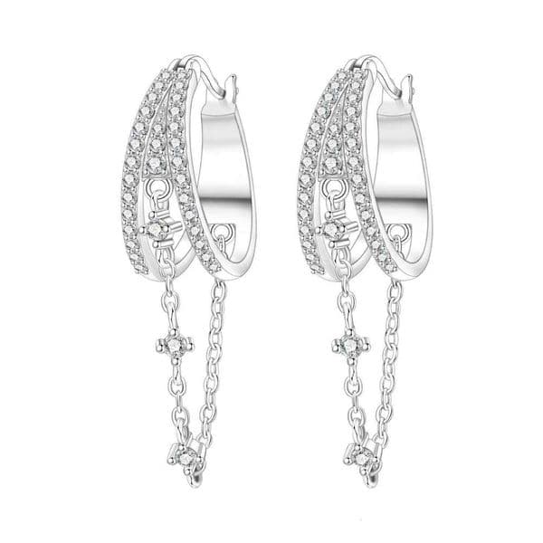 Orstarry S925 Sterling Silver Multi Circle Tassel Versatile Hoop Earrings For Women Jewelry Original Party Gifts