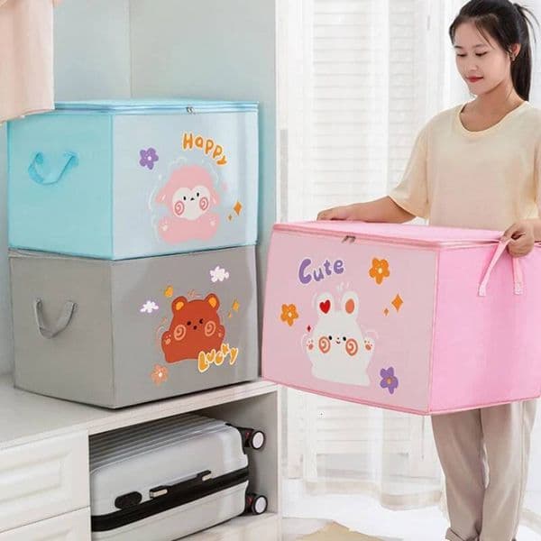 Cube Folding Kids Toys Clothing Organizer Box Felt Cloth Fabric Storage Basket For Cartoon Animal Nursery Toy Bins