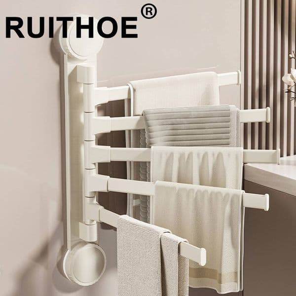 Bestseller Rack Rotatable Holder Aluminum 2/3/4/5-Bar Towel Hanger Kitchen Bathroom Hanging Wall Mounted Suction Cup ddmytues