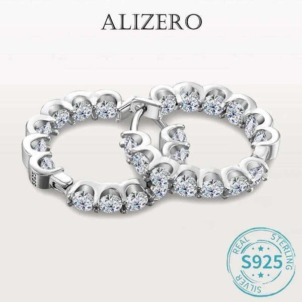 ALIZERO 2.6ct D Color Moissanite Hoop S925 Sterling Silver Passed Diamond Test Earrings For Women Wedding Fine Jewelry