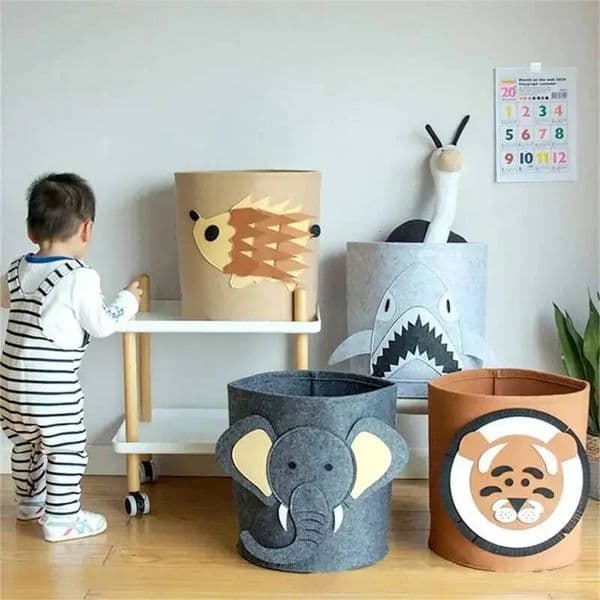 Baby Basket Panda Dinosaur Cartoon Felt Organizer Laundry Dirty Clothes Bucket Toy Storage Box Gift Ideas