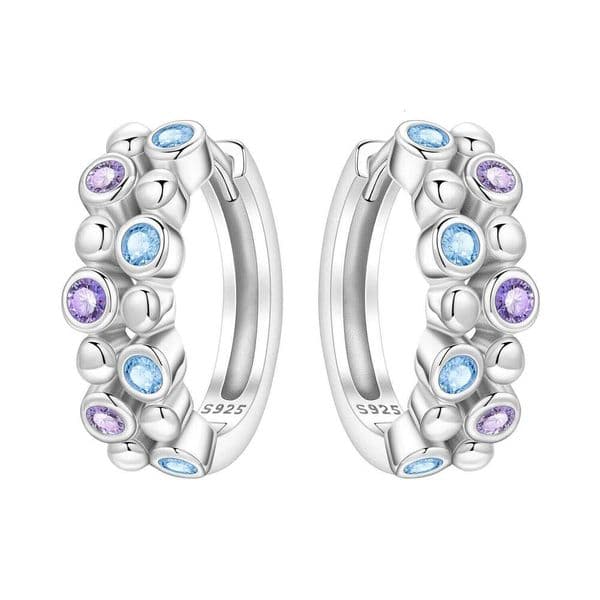 Orstarry 925 Sterling Blue Purple Zircon Silver Hoop Earrings For Women Jewelry Original Party Trendy Gifts