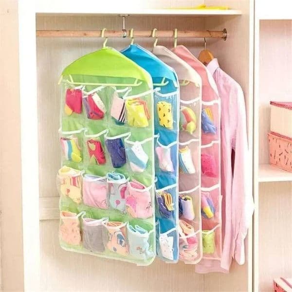 16 Grid Hanging Rack Socks Underwear Clothing Storage Bag Hanger Saving Space Tidy Organizer ddmynov