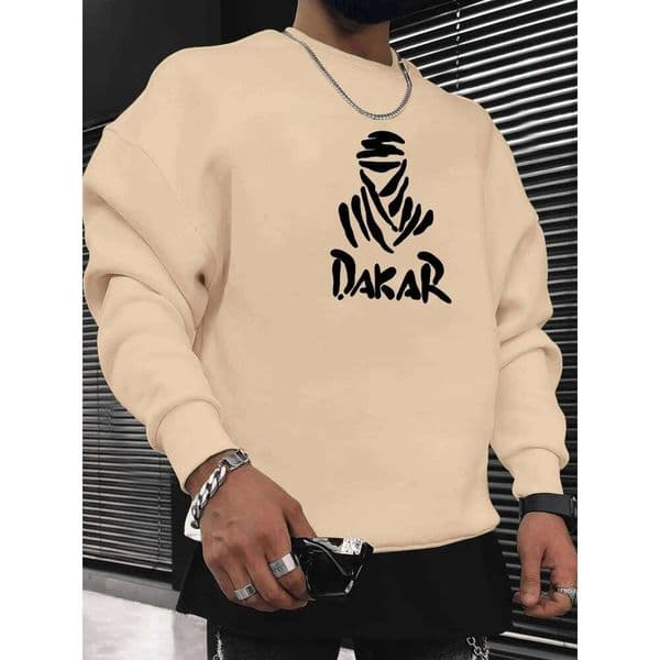 Men's autumn and winter thick velvet warm casual loose letter pattern printed round neck long sleeved pullover X260107