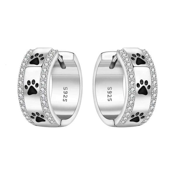 Orstarry 925 Sterling Cute Pet Paw Print Silver Hoop Earrings For Women Jewelry Original Party Trendy Gifts