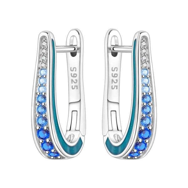 Orstarry Original 925 Sterling Silver Simple Blue Gradient Earrings Women Hoop Earring Anniversary Jewelry Trendy Gifts