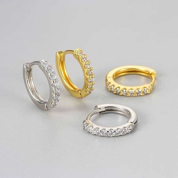 925 Sterling Silver Earrings for Women Geometric Gold Zircon Round Earring Fashion Jewelry Gift Party Wedding pendientes