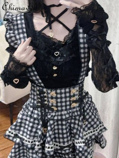 Bestseller Japanese Liz Sweet Cute Lolita 2025 New Princess Style Heavy Patchwork Sleeve Tie Elegant Lace Bow Shirt ddmytues