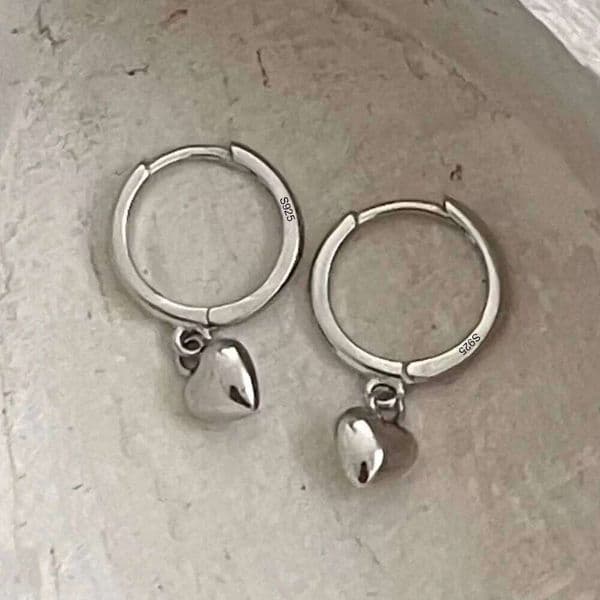 925 Sterling Silver Earrings for Women Simple Heart Earring Sexy Girl Fashion Trendy Jewelry Gift Party Wedding pendientes