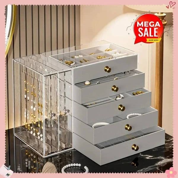 New Multi-Layer Transparent Desktop Jewelry with Large Capacity Drawers Bracelet/Chain Storage Box