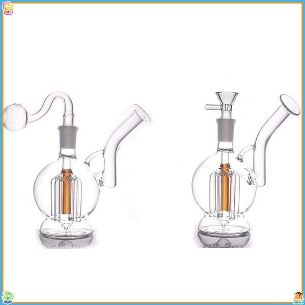 MIni colorful glass bongs 6 arm glass percolator portable bongs pipes bubbler glass bongs water pipes bong smoking 14mm tobacco bowl
