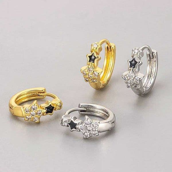925 Sterling Silver Earrings for Women Geometric Shinning Gold Star Shape Earring Fashion Jewelry Gift Party Wedding pendientes