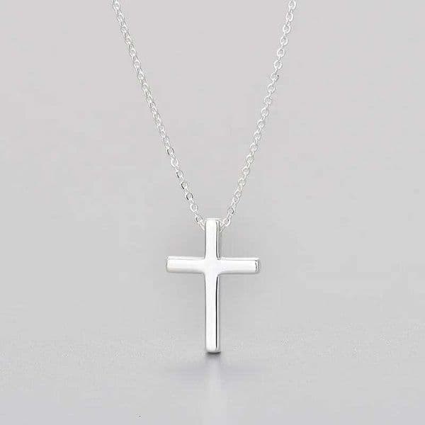 925 Sterling Silver For Women Adjustable Simple Cross Shape Necklace O-Chain Choker Necklaces Birthday Gift Chocker