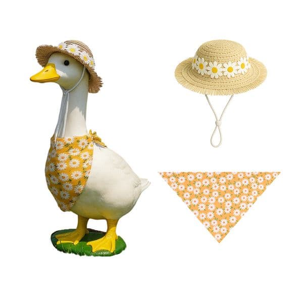 Porch Goose Costume Decorative Pastoral Style For Spring&Summer Pet Outfit Festive Atmosphere Lawn Goose Statue Clothes Funny Hat Costume For Holiday Garden Lawn