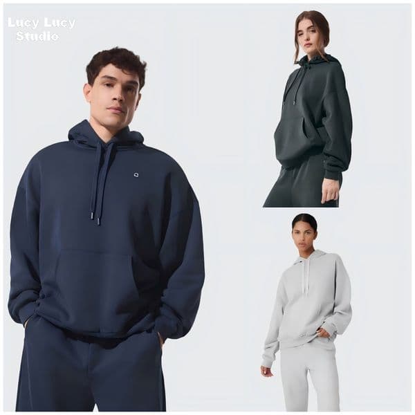 men's hooded sweatshirt, pants suit Women's matching sweatshirt suit, round neck, long sleeves, loose casual multi-purpose sweatshirt, simple solid color pants set, simple