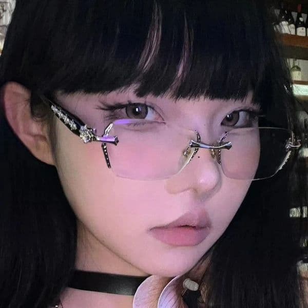 Women Y2K Vintage Frameless Glasses for Men Business Fashion Travel Eyewear Anti Eyestrain High-Quality Metal Hinges Eyeglasses 260106