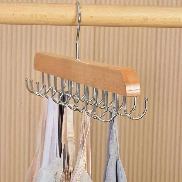 20 Hook Wooden Hanger Multi-Functional Organizer Space-Saving Clothes Drying Rack Scarves Belt Home Storage for Bedroom 26H0111