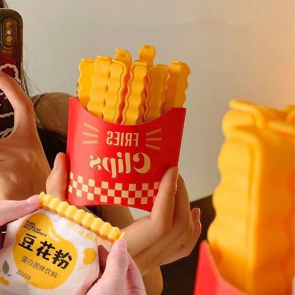 Bestseller 12PCS French Fry Shaped Food Clips Plastic Bag Clip for Snack Seasoning Sealing Strip Kitchen Storage DJ004 ddmytues