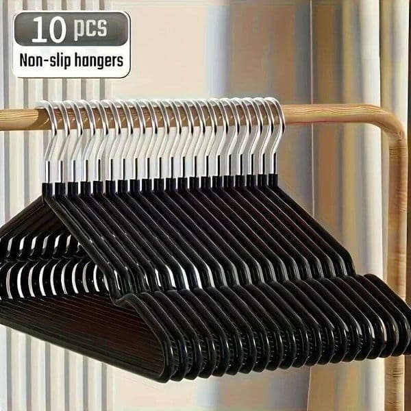 10pcs Heavy Duty Non-Slip Clothes Hangers, Space Saving Closet Organizers for Wardrobe, Laundry & Bedroom Storage 26H0111