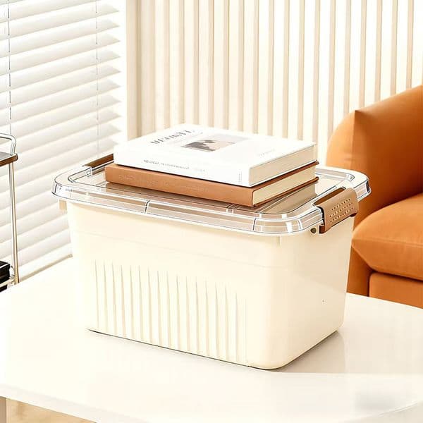 Desktop Snacks Miscellaneous Fruit Basket With Handle And Lid Plastic Home Clothing Storage Organizer Box