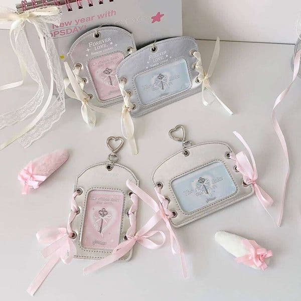 New fashion Korean student silver ballet ribbon ID meal bag girl star chasing pendant card cover