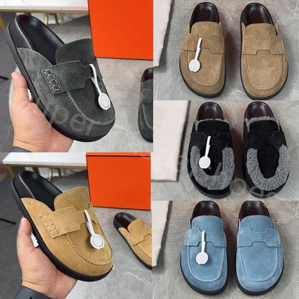 Quality Slippers Go Mule Shoes Women Men Slides Designer Chypre Sandals Beach Comfort Calfskin Leather Suede Slides Size 35-46