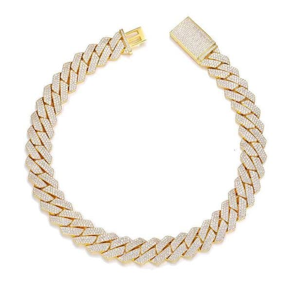Shining Copper Cuban Necklace with Zircon and Icy Link Chain 18K Gold Plated Trendy Hip Jewelry