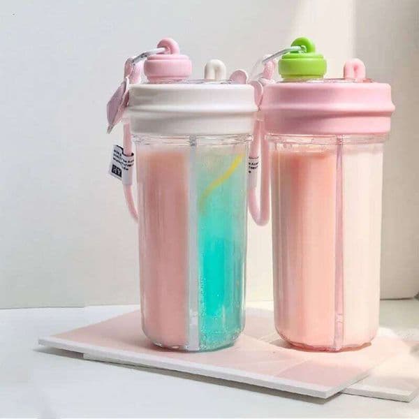 New Thickened And Heat-Resistant Double Compartment Straw Straight Drinking Water Women'S Plastic Cup Portable