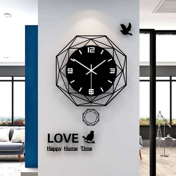 Polygonal Wall with Swinging Function Suitable for Office Living Room Decoration Clock 26H0113