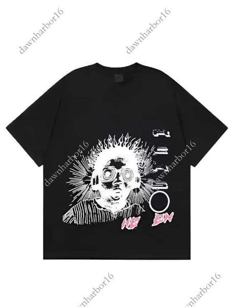 Hellly Starlys shirt Designer T Shirts High Quality T Shirt Mens Womens Short Sleeve shirt Vintage Wash Hip Hop High Helles Couples shirt dfc