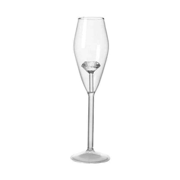 Valentine's Day 1 Piece Creative 3D Clear Diamond Pink Rose Red Flower Build-in Goblets Champagne Flute Household Lovely Gift 220ml Glass Cup 26H0114