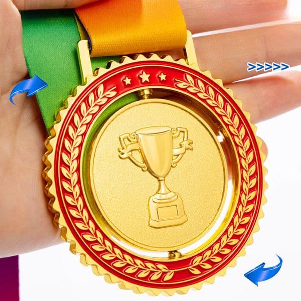 Customized team medals, sports meeting running gold medals, championship silver and bronze medals, 360° rotating trophies.