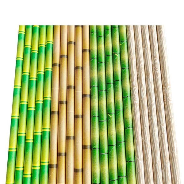 1000pcs Green Bamboo Paper Birthday Wedding Decorative Event Supplies Drinking Straw party decorations disposible drinking straws